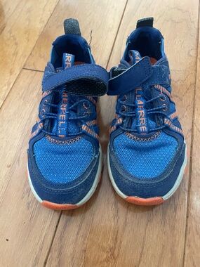Merrell Kids Blue and Orange Sneakers with Hook-and-Loop Strap